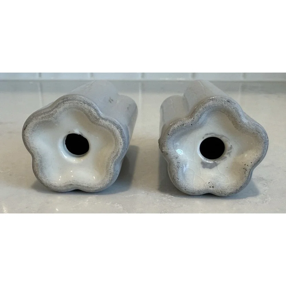 MCM Vintage Weil Ware California Pottery Blossom Yellow Gray Salt Pepper‎ Shaker
